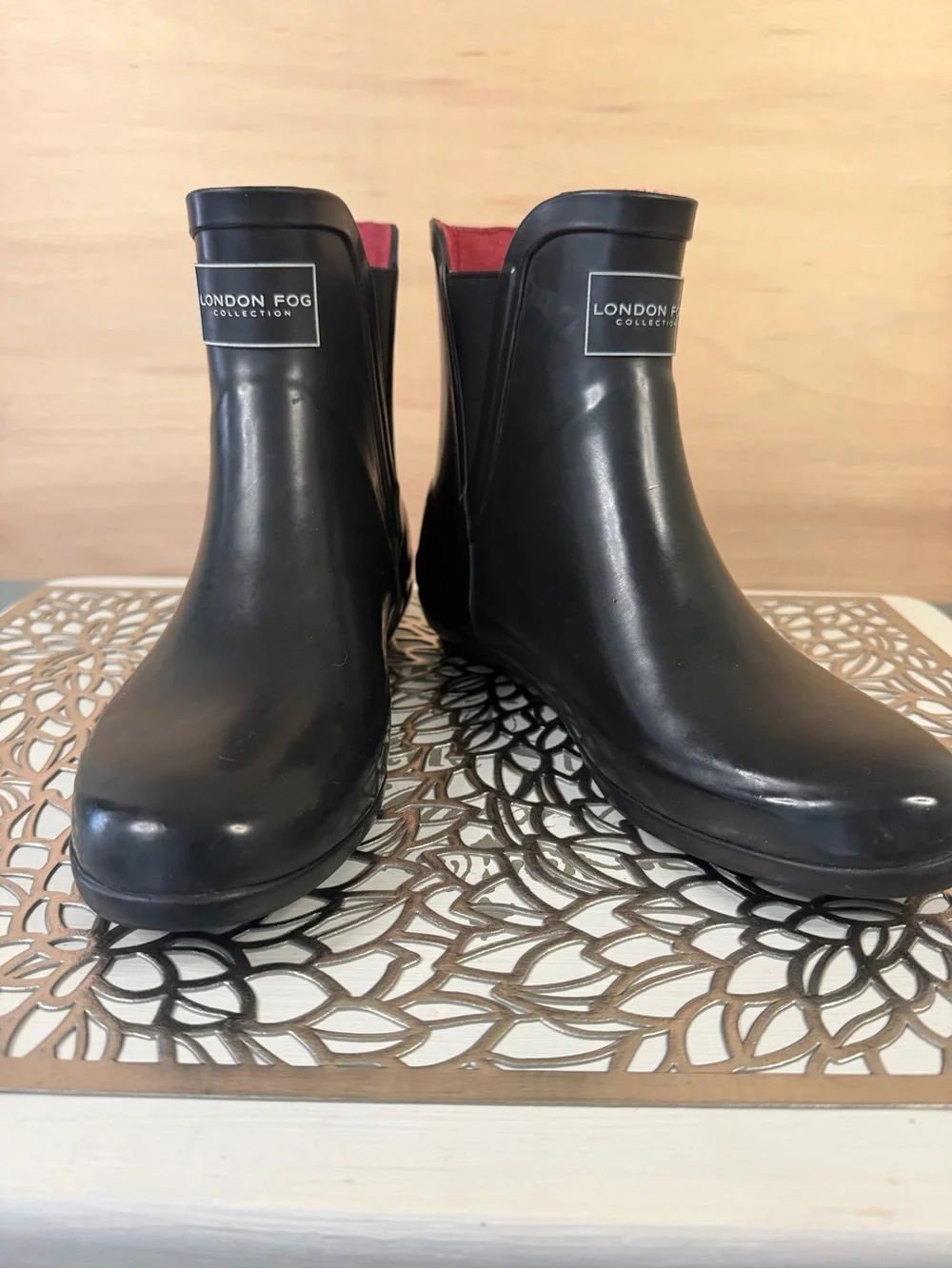 London Fog Black Waterproof Chelsea Rain Ankle Boots